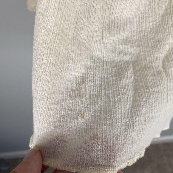 J Jill Boho Cottage Blouse Women’s Size XL Cream Long Sleeve Tunic Semi Sheer - Picture 8 of 8